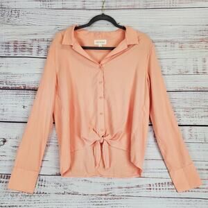 Cloth & Stone Pastel Peach Top Sz M Button Tie Front Shirt Whimsy Fairy Festival